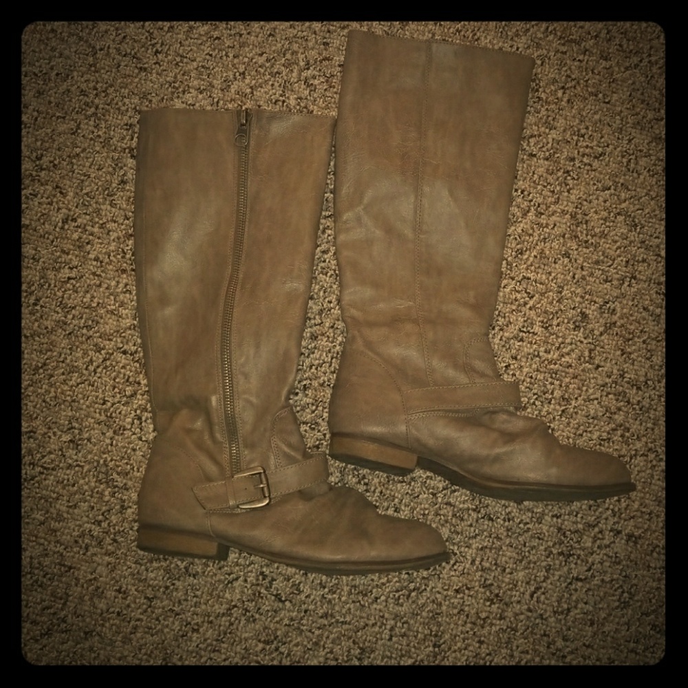 Tan mid-calf boots